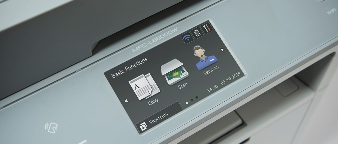 Drei Symbole auf dem Touchscreen des MFC-L6800